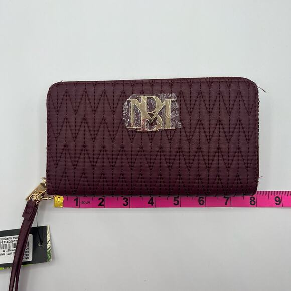 Badgley Mischka Womens Long Wallet Phone Pocket Wristlet Plum Vegan Leather NWT - Picture 11 of 14